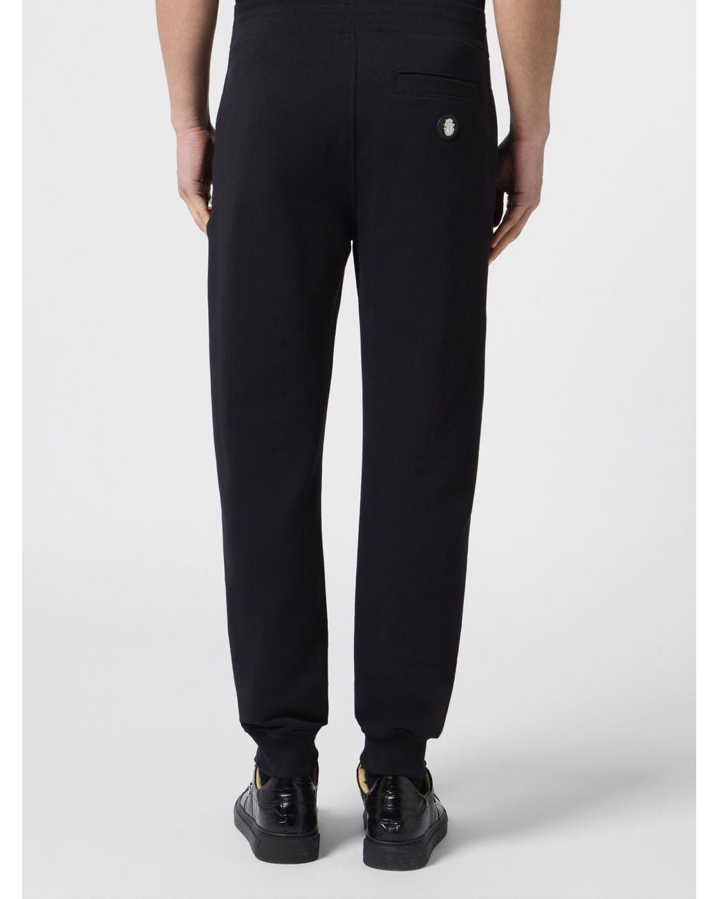 Billionaire Black Cotton Jogging Trousers With Elasticated Cuffs And Drawstring for men