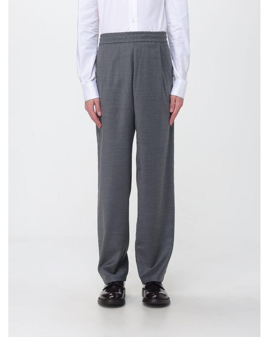 Dondup Gray Virgin Wool Straight-Leg Joggers With Elasticated Waist for men