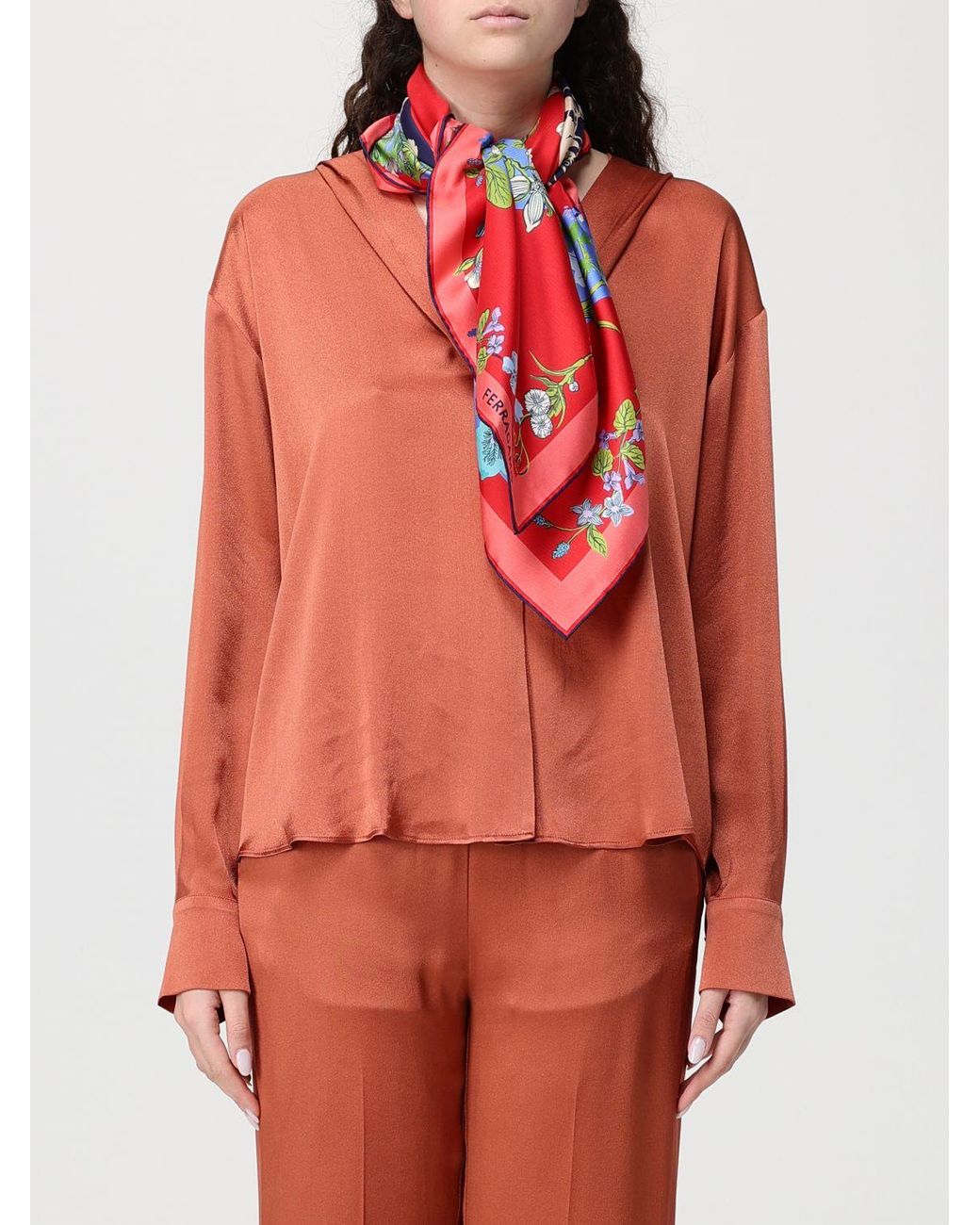 Ferragamo Red Pegasus Print Silk Foulard