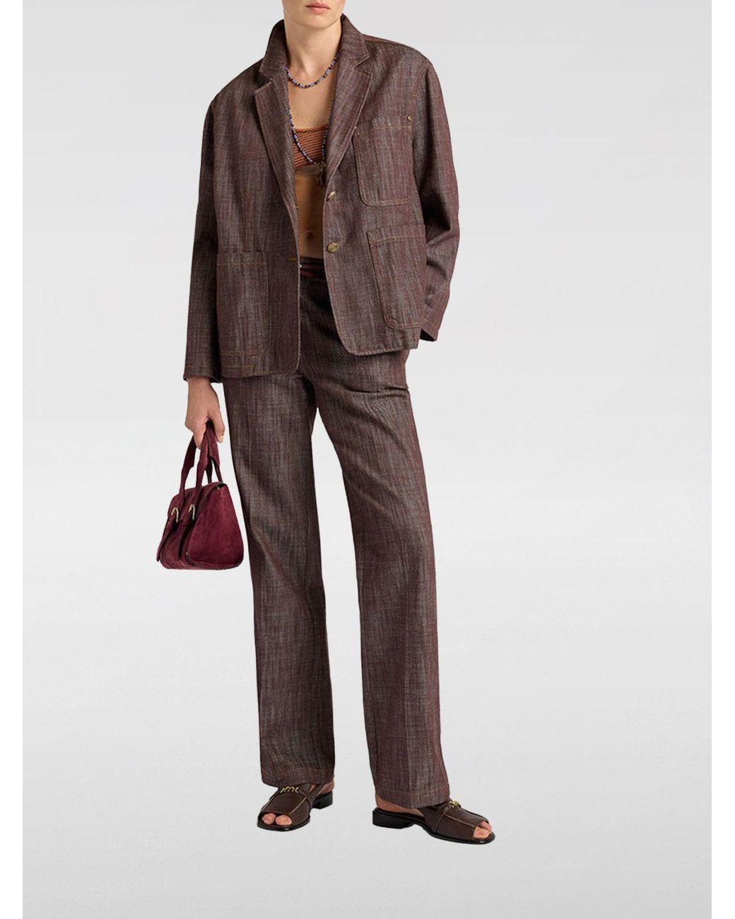 Momoní Brown MomonÌ Single-Breasted Cotton Blazer