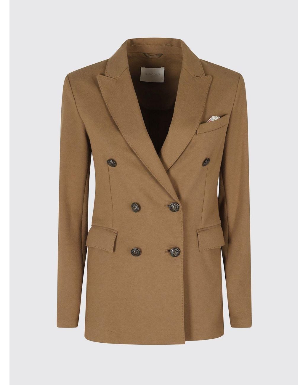 Circolo 1901 Natural Double-Breasted Cotton Blazer With Metallic Buttons