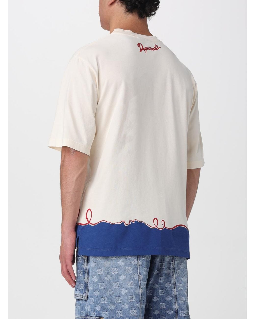 DSquared² White Printed Crew Neck T-Shirt for men