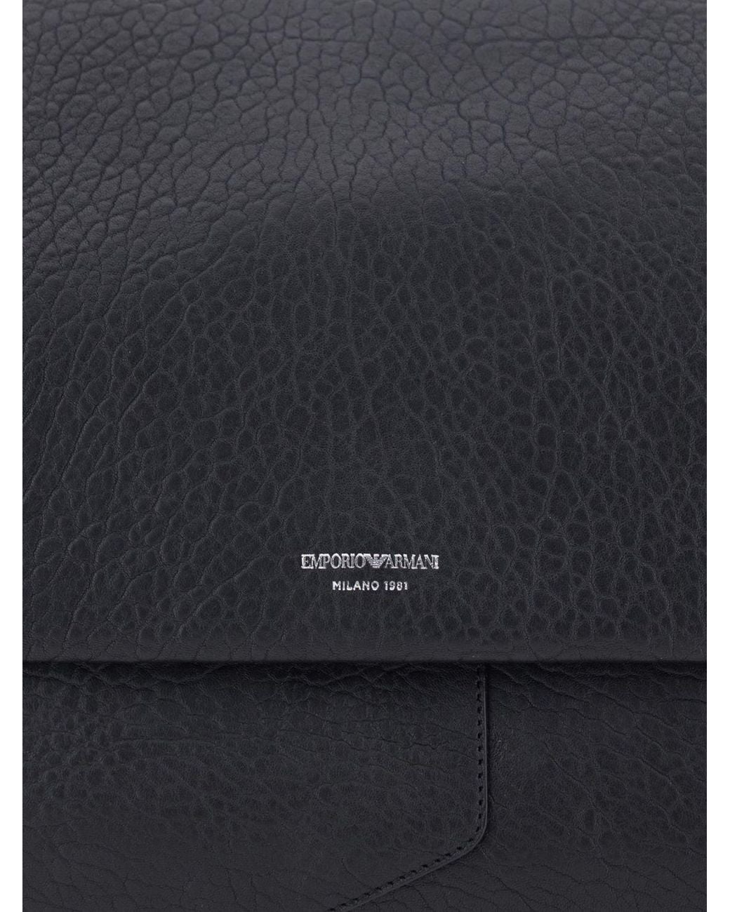 Emporio Armani Blue Grained Calfskin Handbag With Removable Shoulder Strap