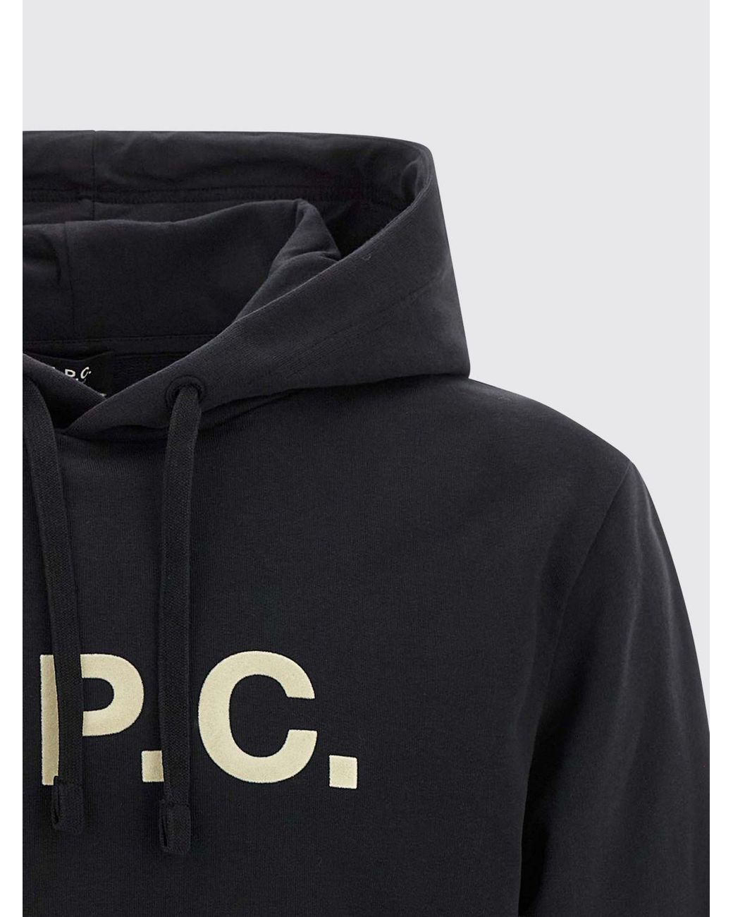 A.P.C. Blue Cotton Logo Hoodie With Kangaroo Pocket for men