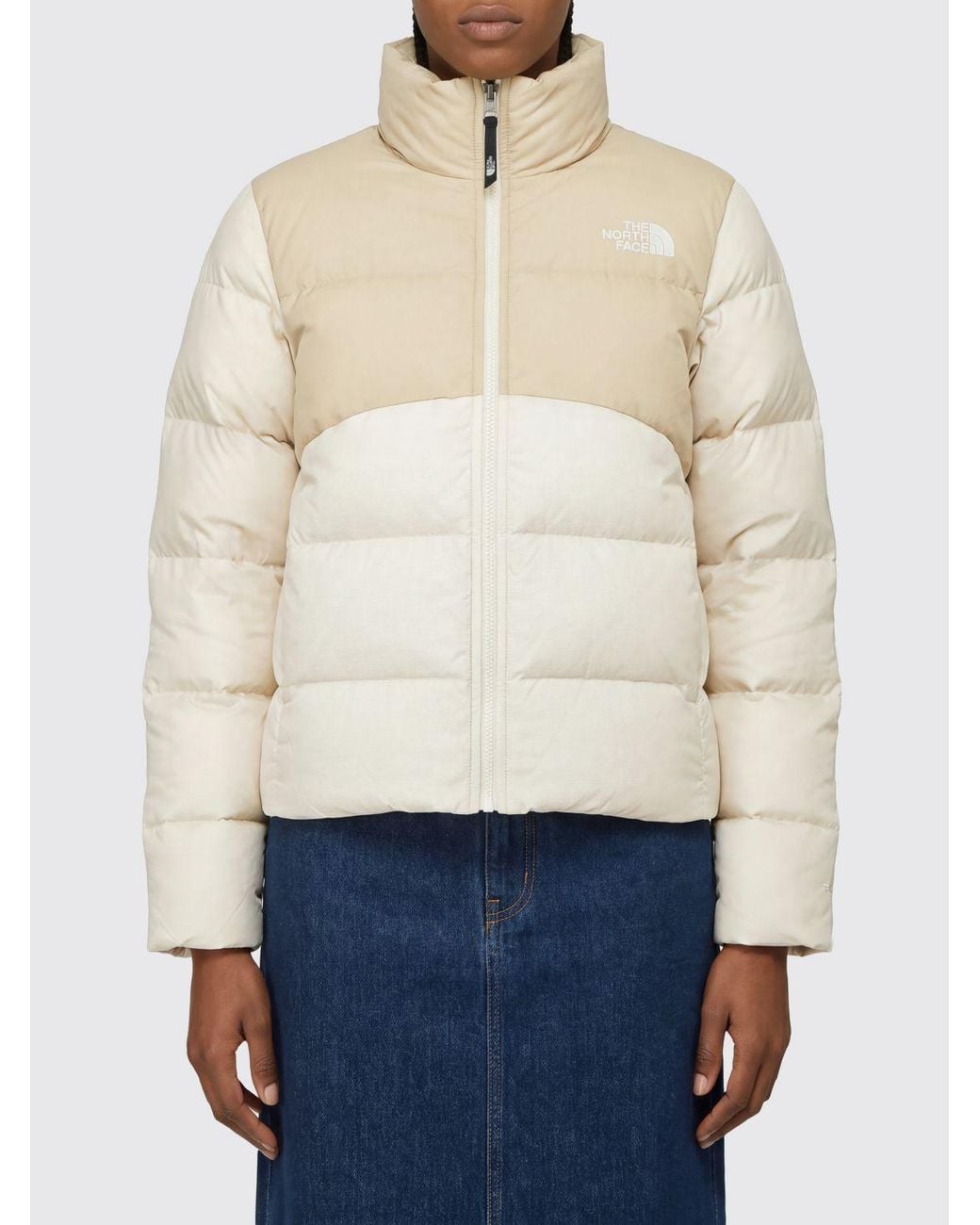 The North Face White Water-Repellent Cropped Puffer Jacket With Funnel Neck