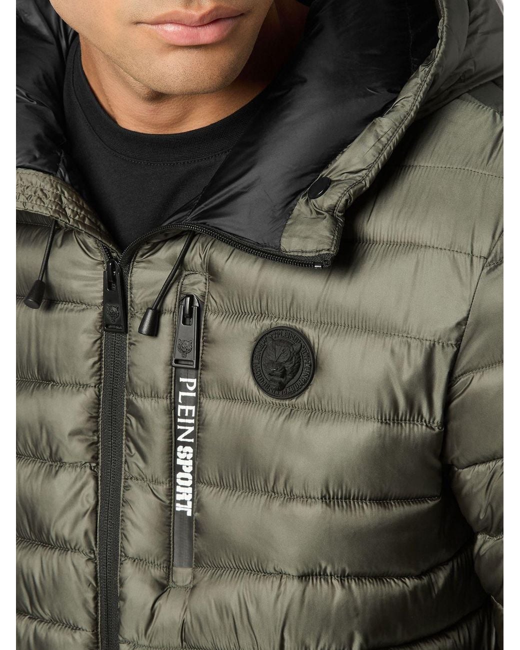 Philipp Plein Gray Nylon Down Jacket With Hood for men
