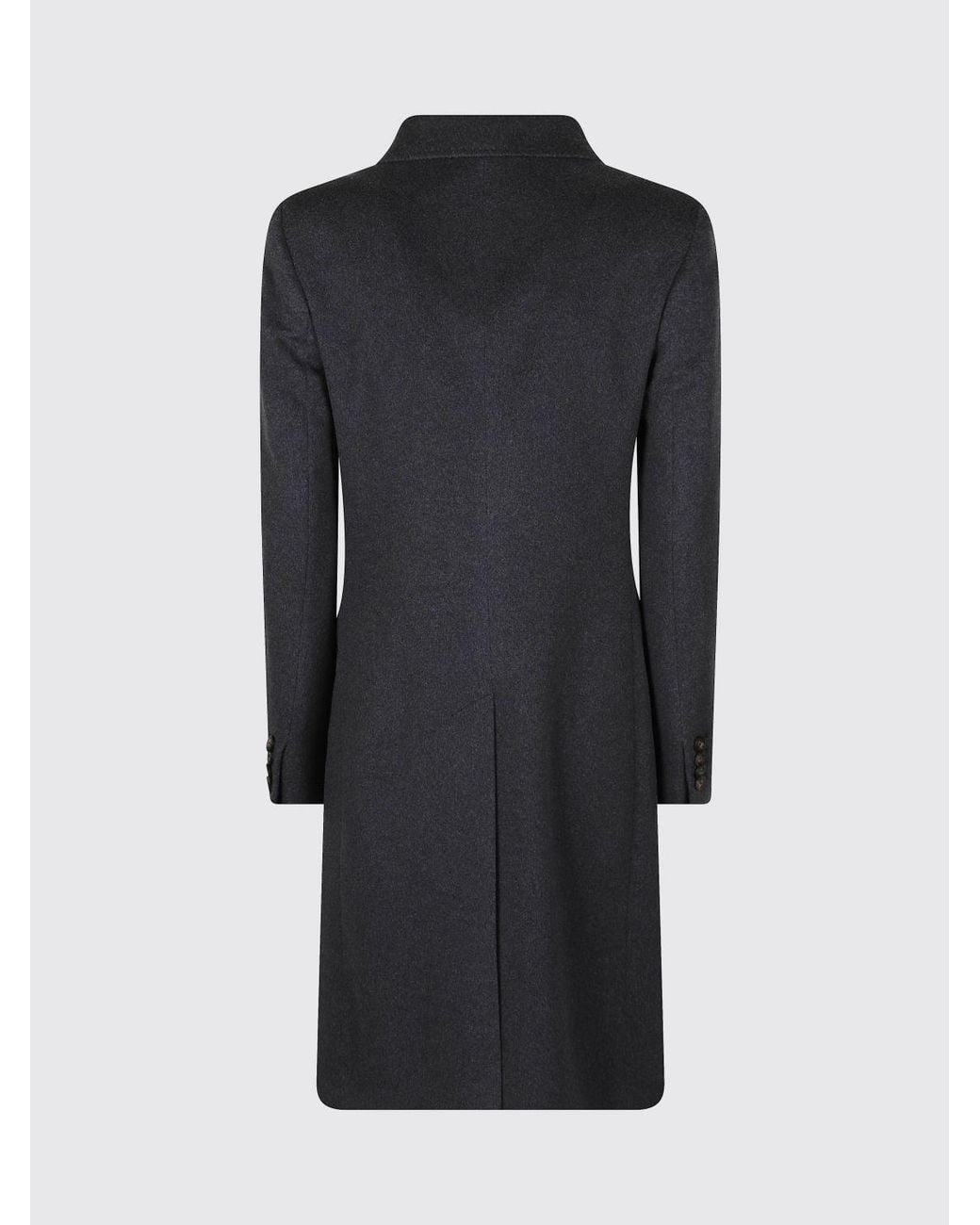 Tagliatore Blue Long Single-Breasted Virgin Wool And Cashmere Coat With A Slim Fit