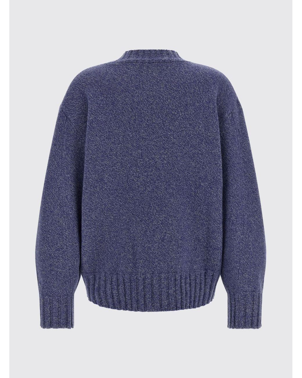 The Attico Blue Wool And Cashmere Crewneck Jumper With Embroidered Logo