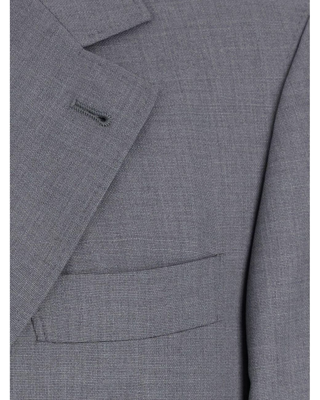 Brunello Cucinelli Gray Single-Breasted Virgin Wool Ceremony Blazer With Peak Lapels for men
