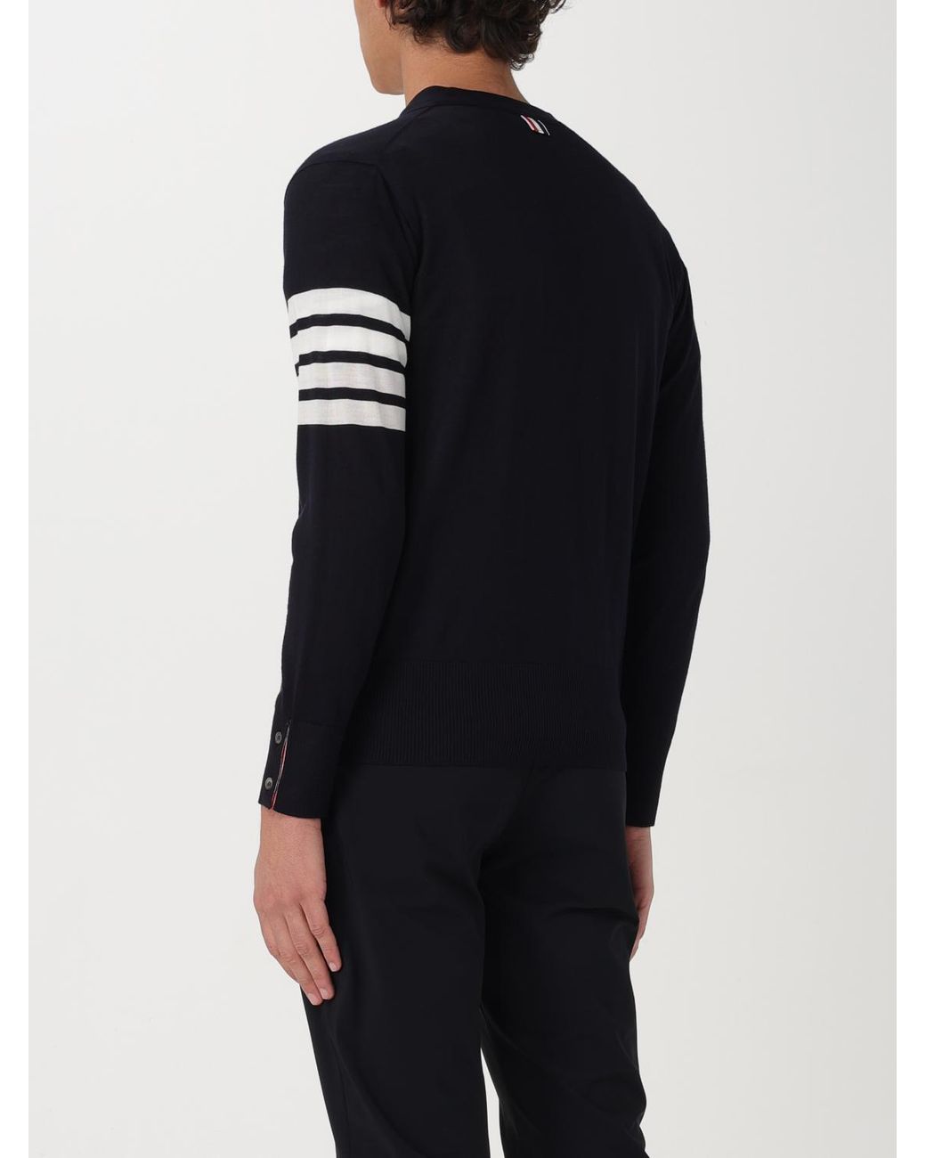 Thom Browne Blue Ribbed Wool Crewneck Sweater for men