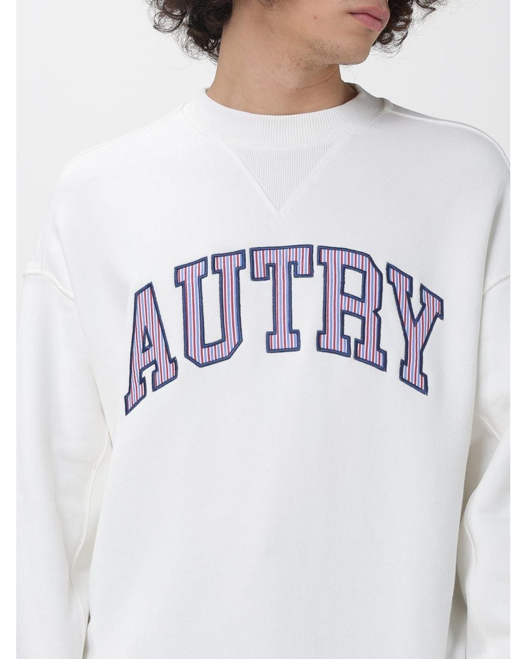 Sudadera De Cuello Redondo De Algodón Con Logo Autry de hombre de color White