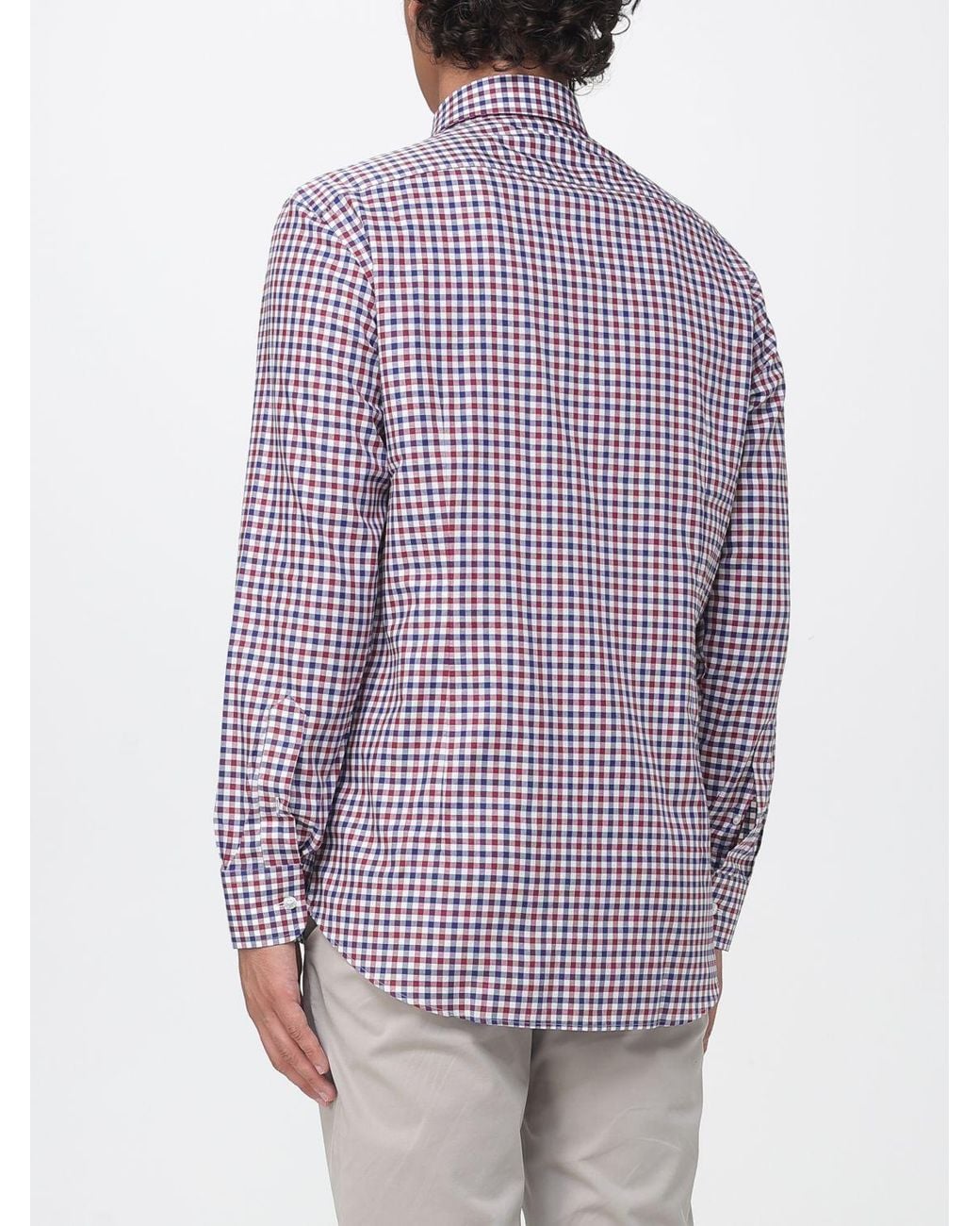 Etro Purple Vichy Pattern Cotton Shirt With Button-Down Collar for men