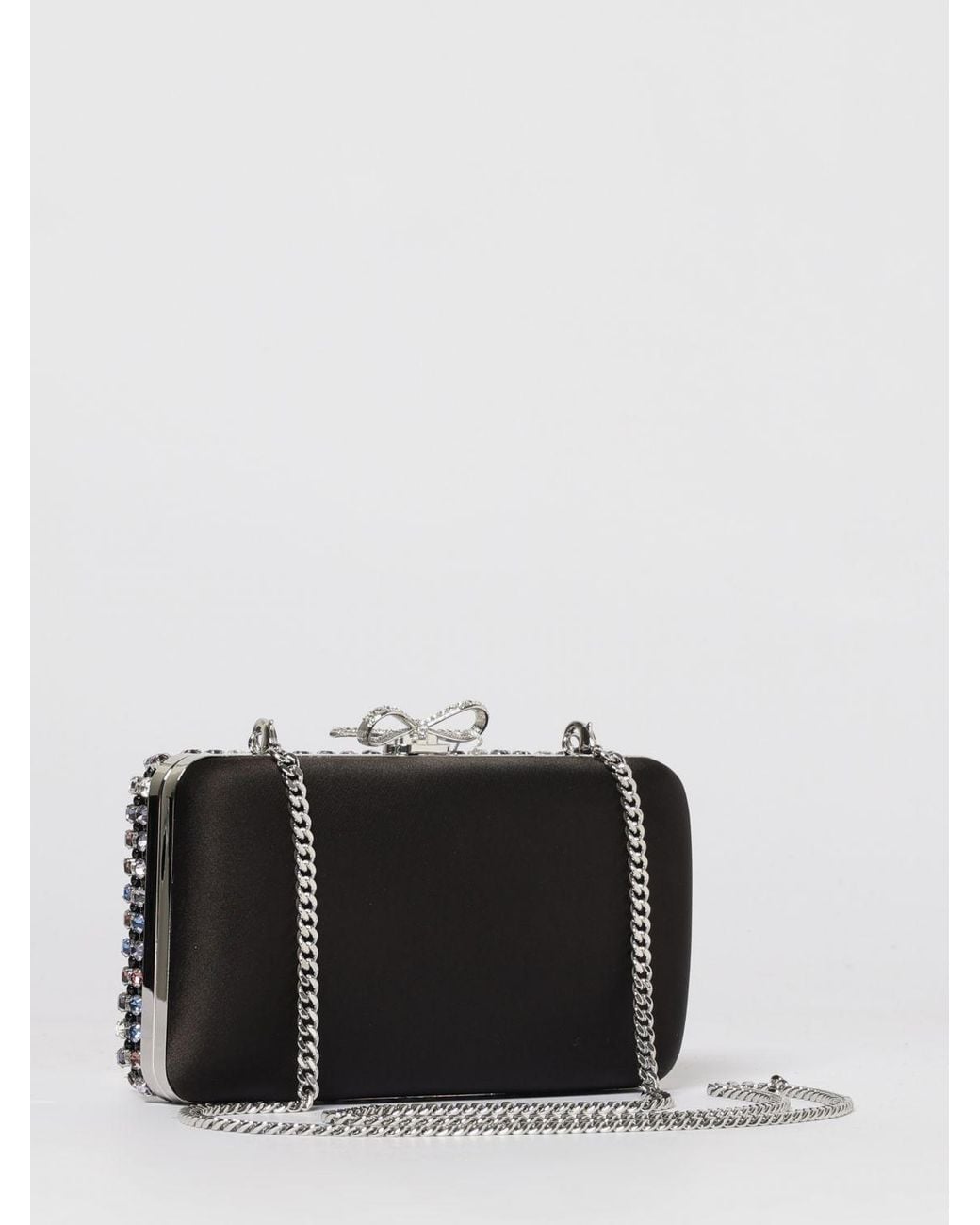 Self-Portrait Gray Multi Crystal Chainmail Clutch