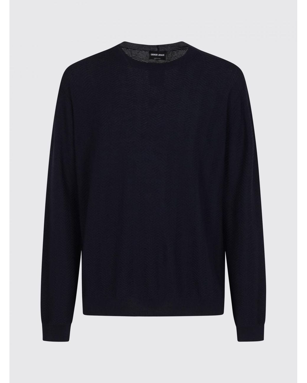 Giorgio Armani Blue Cotton And Silk Crewneck Sweater for men