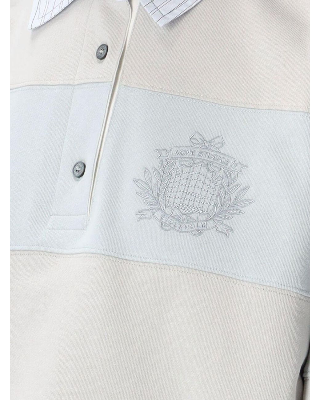 Sudadera Tipo Polo De Rayas De Algodón Orgánico Con Corte Relaxed Acne de color White