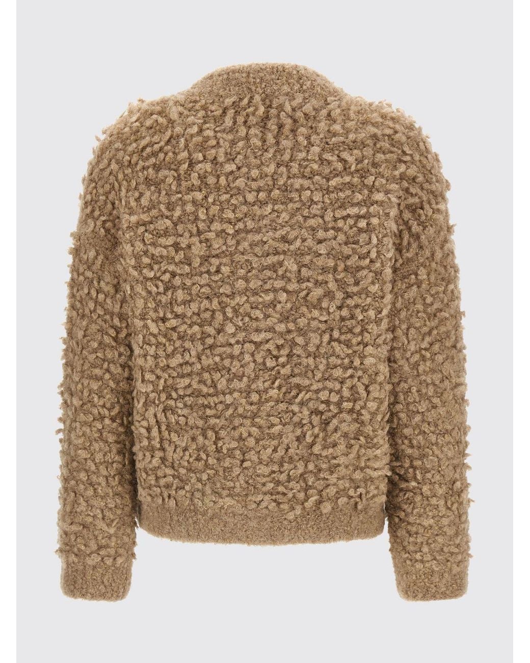 Peserico Brown Zip-Up Crew Neck Cardigan