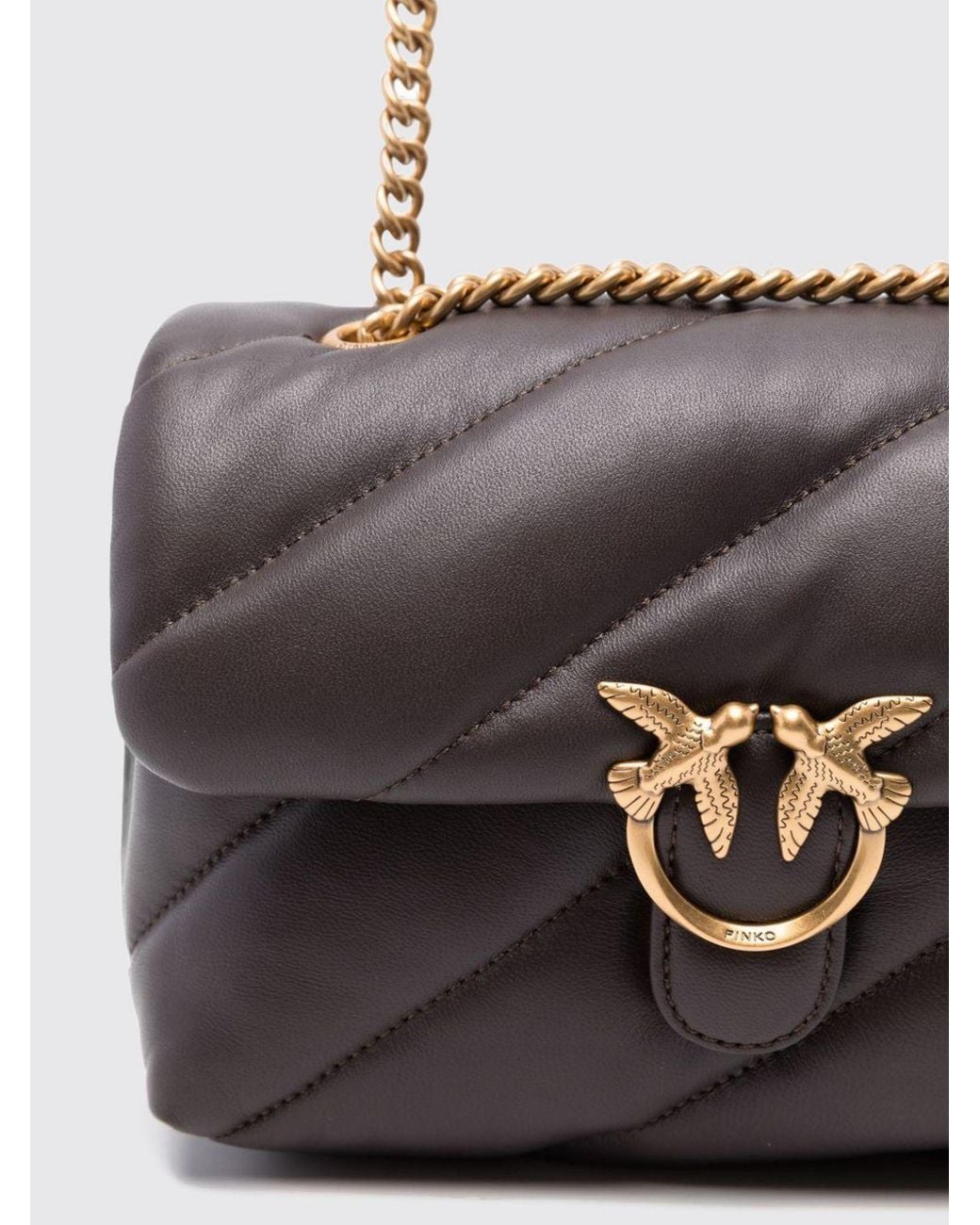 Pinko White Classic Love Bag Puff Matelassé Nappa Mini Shoulder Bag With Logo