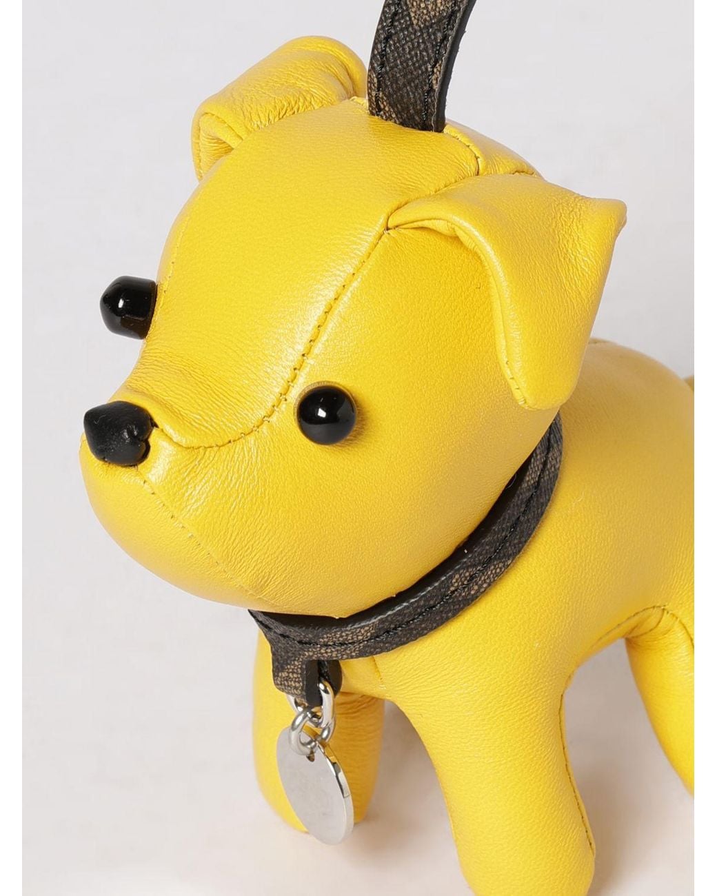 Fendi Yellow Dog Leather Keychain for men