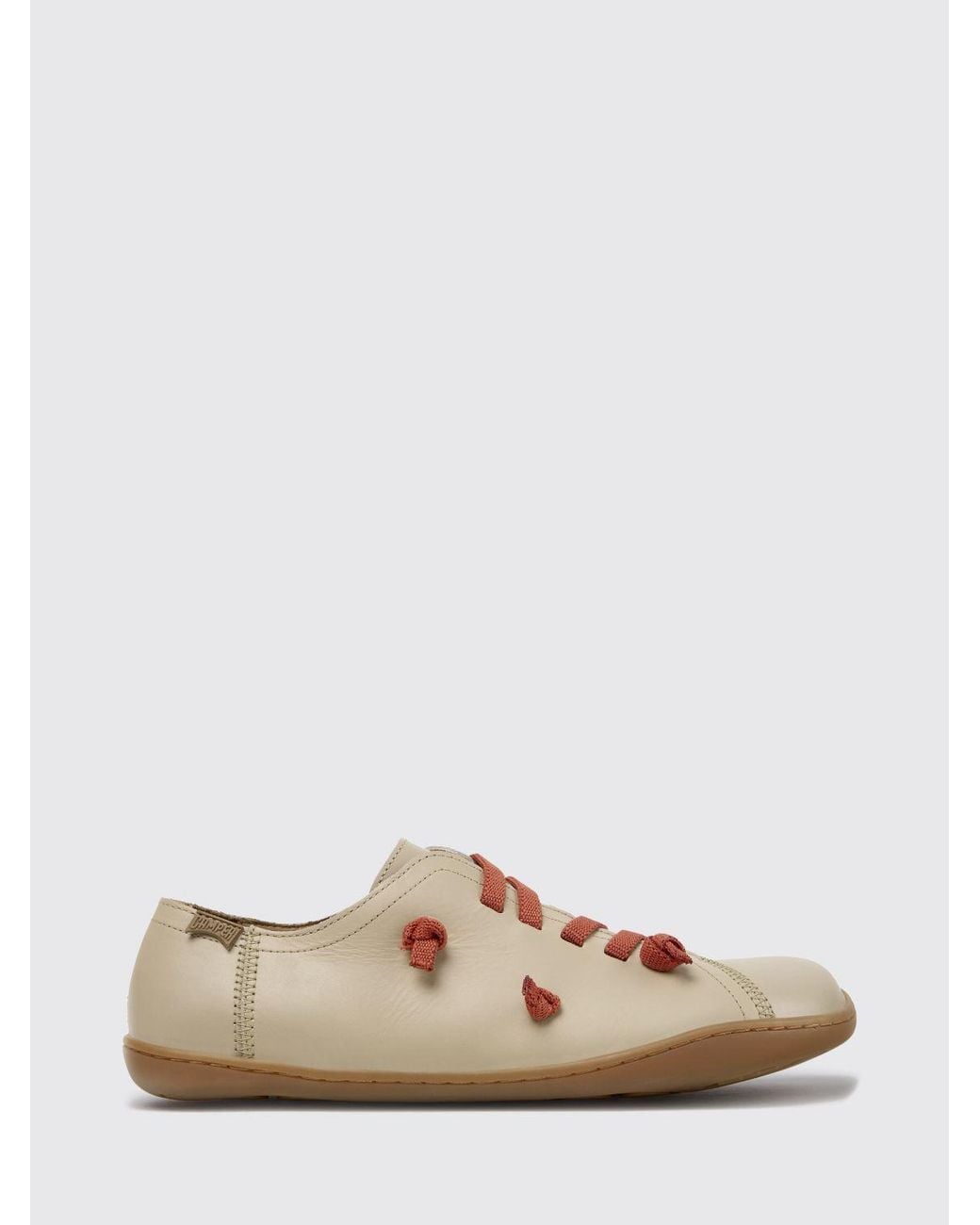 Camper Natural Twins Leather Slip-On Sneakers With Elasticated Laces