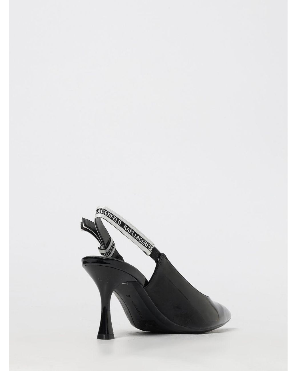 Karl Lagerfeld White Sienna Patent Leather And Viscose Slingbacks