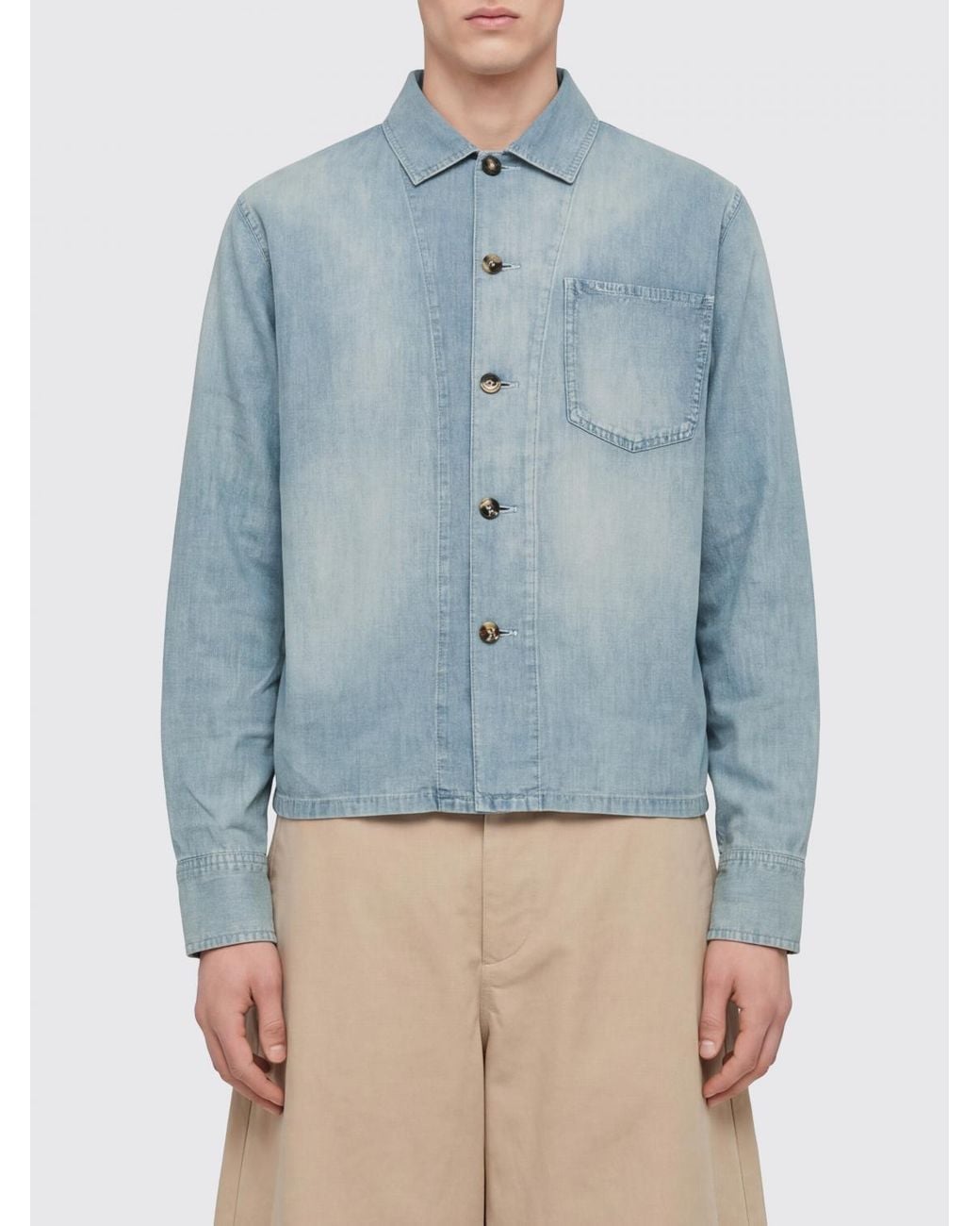 J.W. Anderson Blue Casual Cotton Denim Shirt With French Collar And Patch Pocket for men
