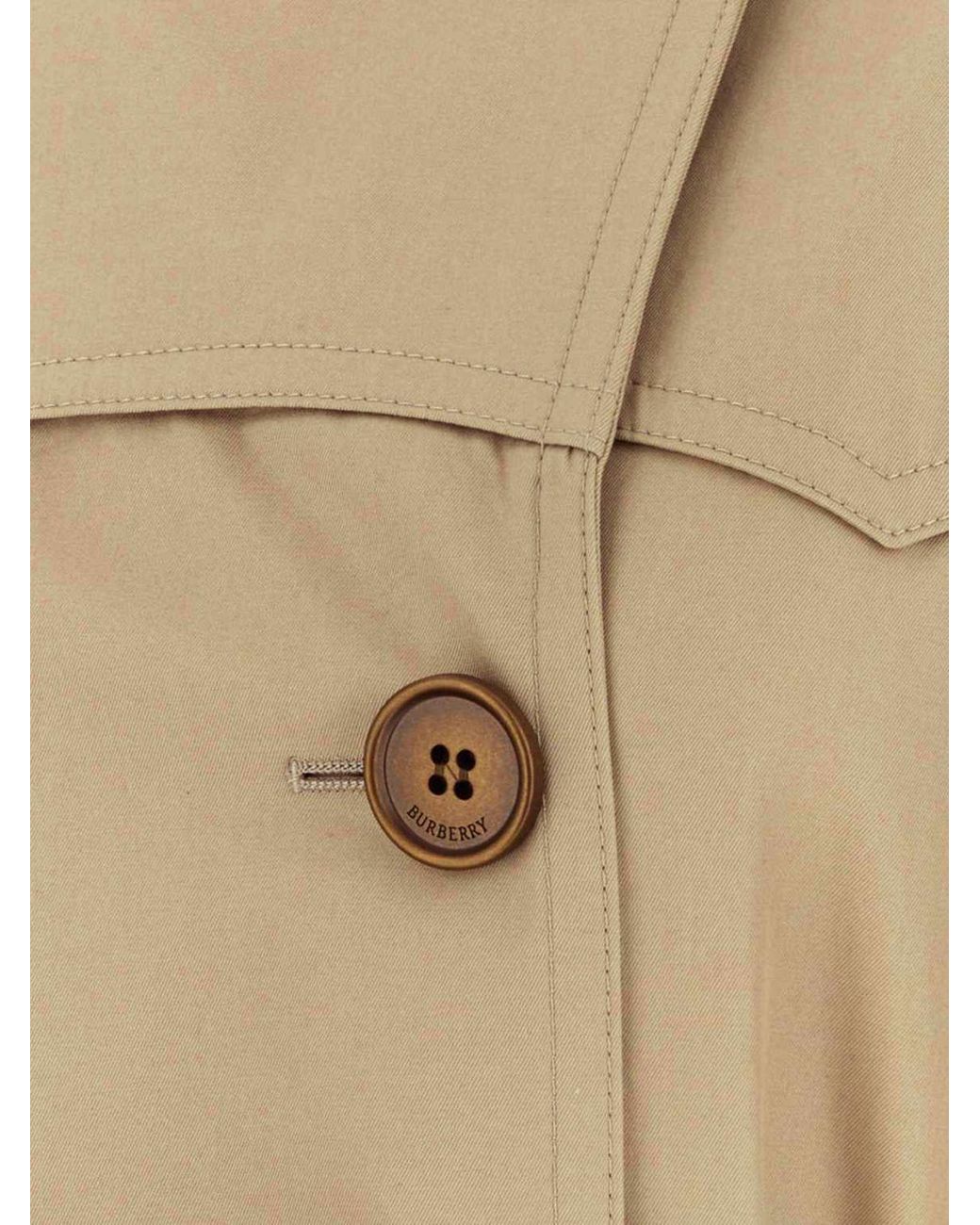 Burberry Natural Double-Breasted Cotton Trench Coat With Silk Lining And Waist Belt