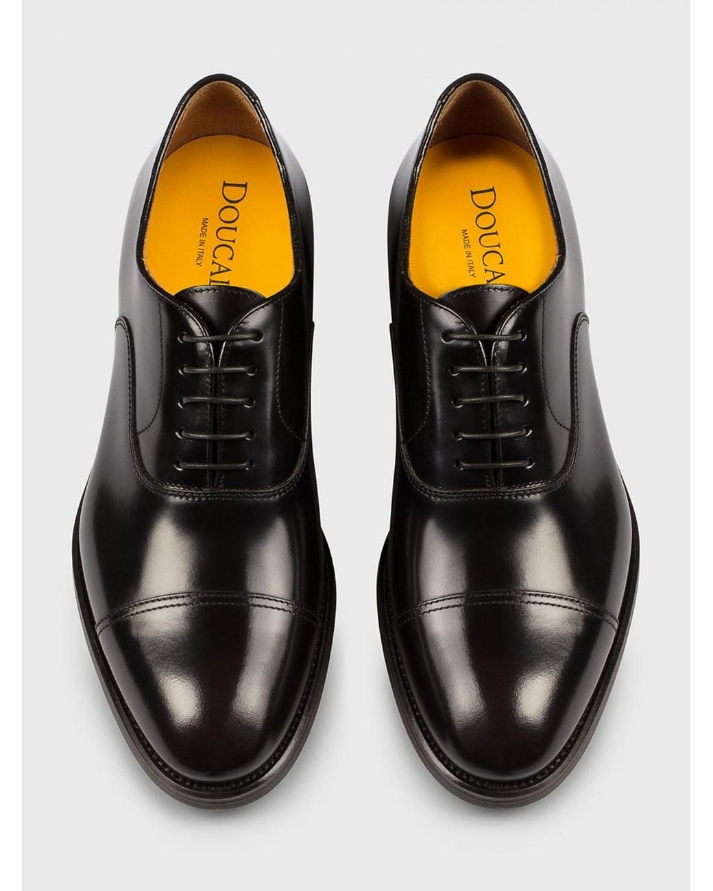 Doucal's Black Brushed Leather Oxford Shoes for men