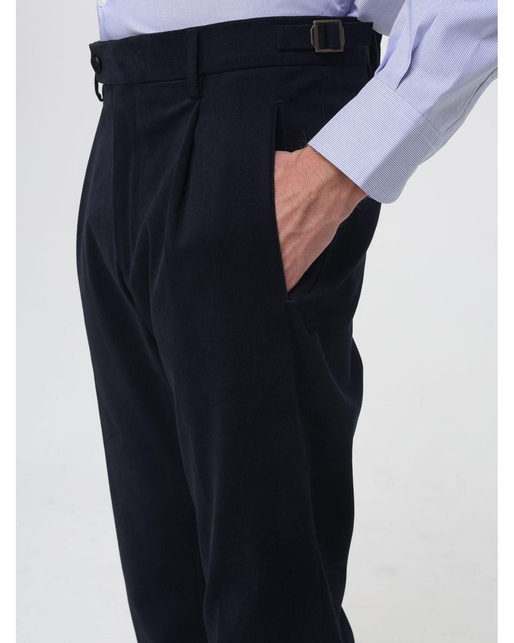 Berwich Blue Slim Fit Pleated Gabardine Chinos for men