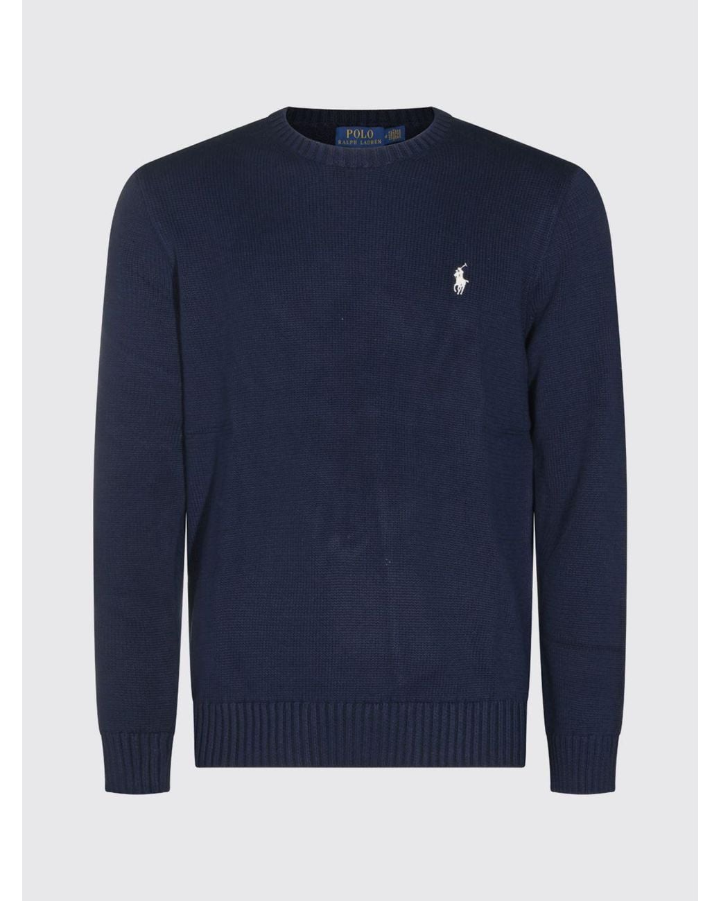 Polo Ralph Lauren Blue Cotton Crewneck Jumper With Iconic Embroidered Pony Logo for men