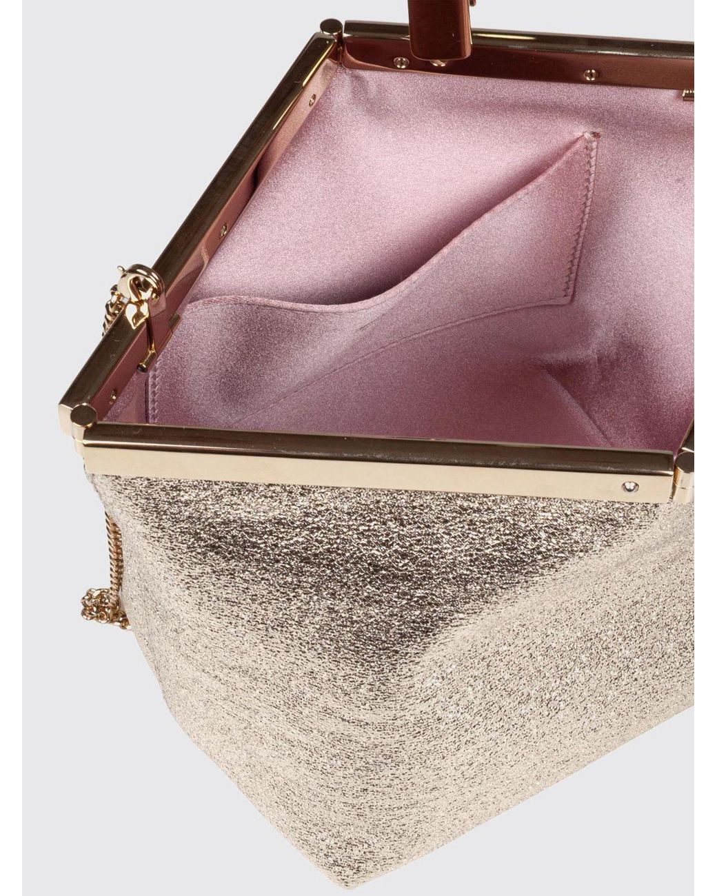 Jimmy Choo Natural Ganache Mini Laminated Leather Handbag With Shoulder Strap