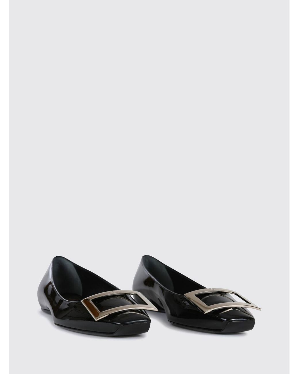 Roger Vivier White Trompette Patent Leather Ballet Flats With Logo Plaque