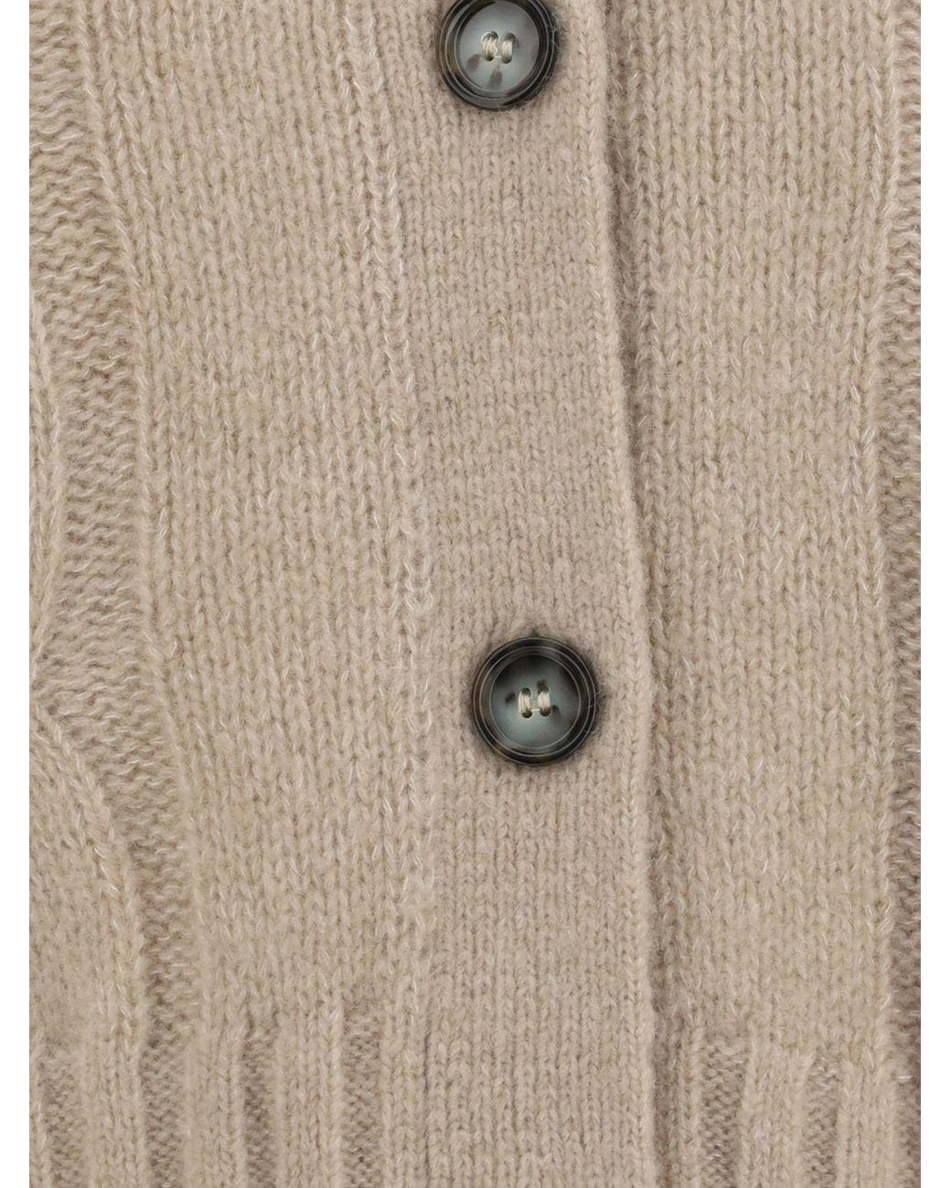 Allude Natural Cashmere And Silk Cardigan With Classic Collar And Button Closure