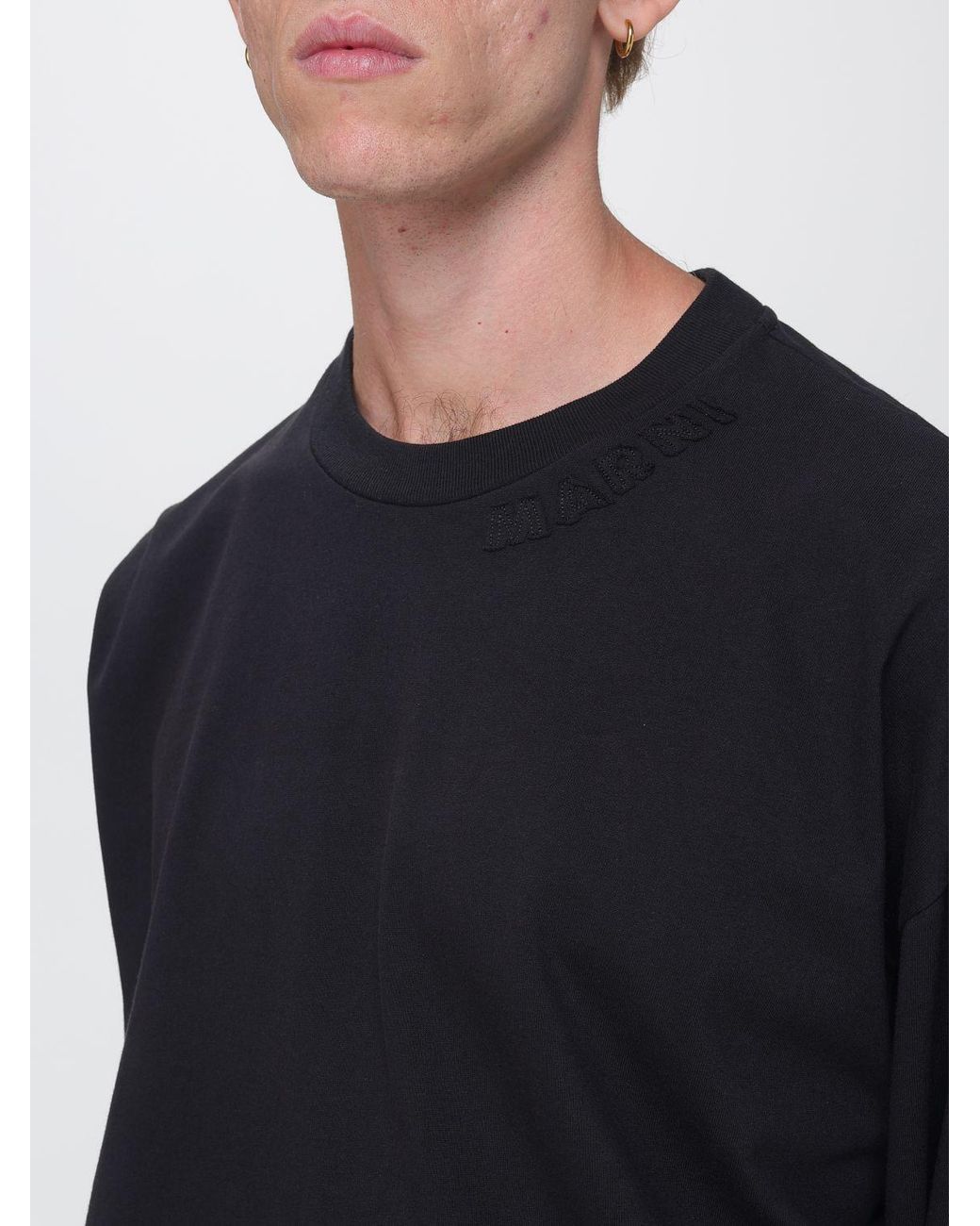 Marni Blue Relaxed Fit Long-Sleeved Cotton T-Shirt for men