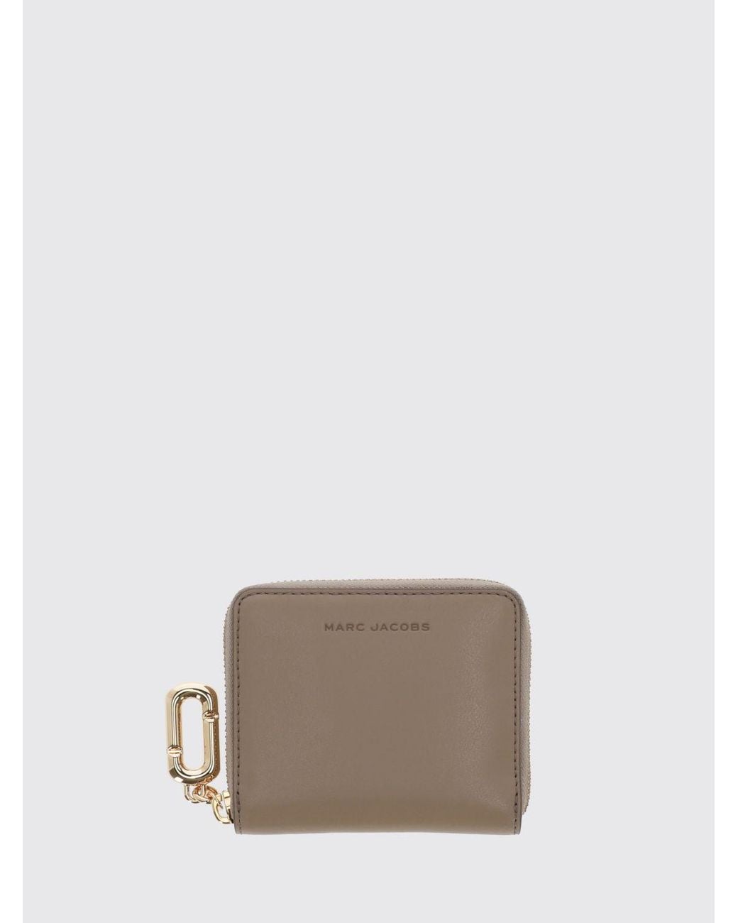 Marc Jacobs Gray Scene Small Leather Wallet With Zip Closure And Card Slots