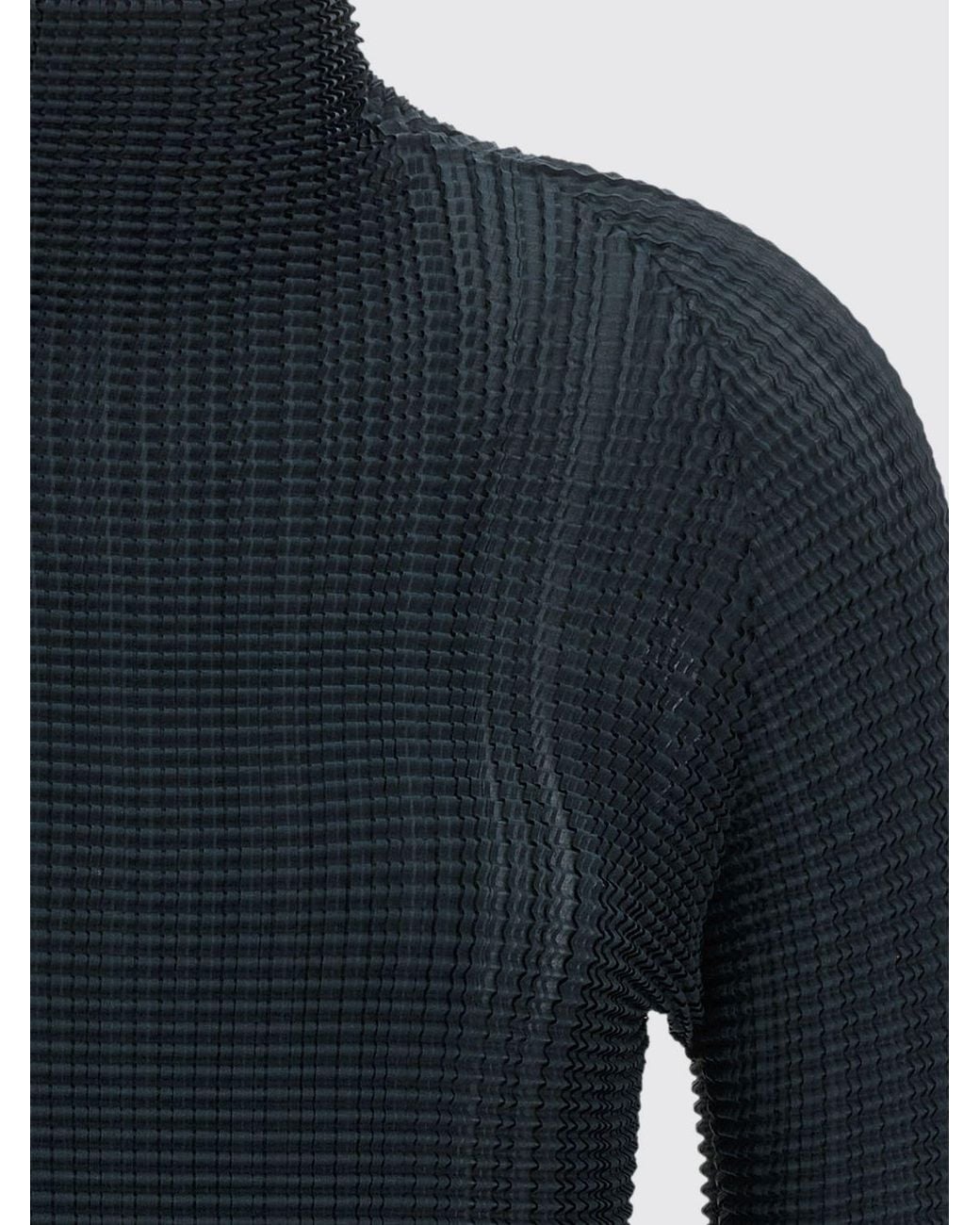 Issey Miyake Blue Long-Sleeved Polyester Crêpe Turtleneck