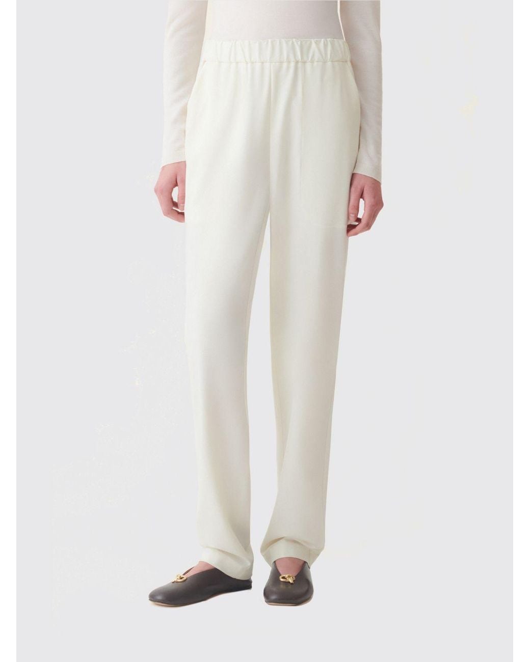 Fabiana Filippi White High-Waisted Wide-Leg Palazzo Trousers With Patch Pockets