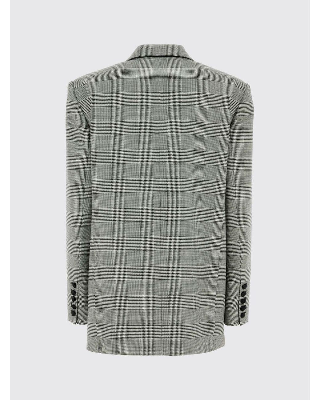 Balmain Gray Virgin Wool Double-Breasted Blazer