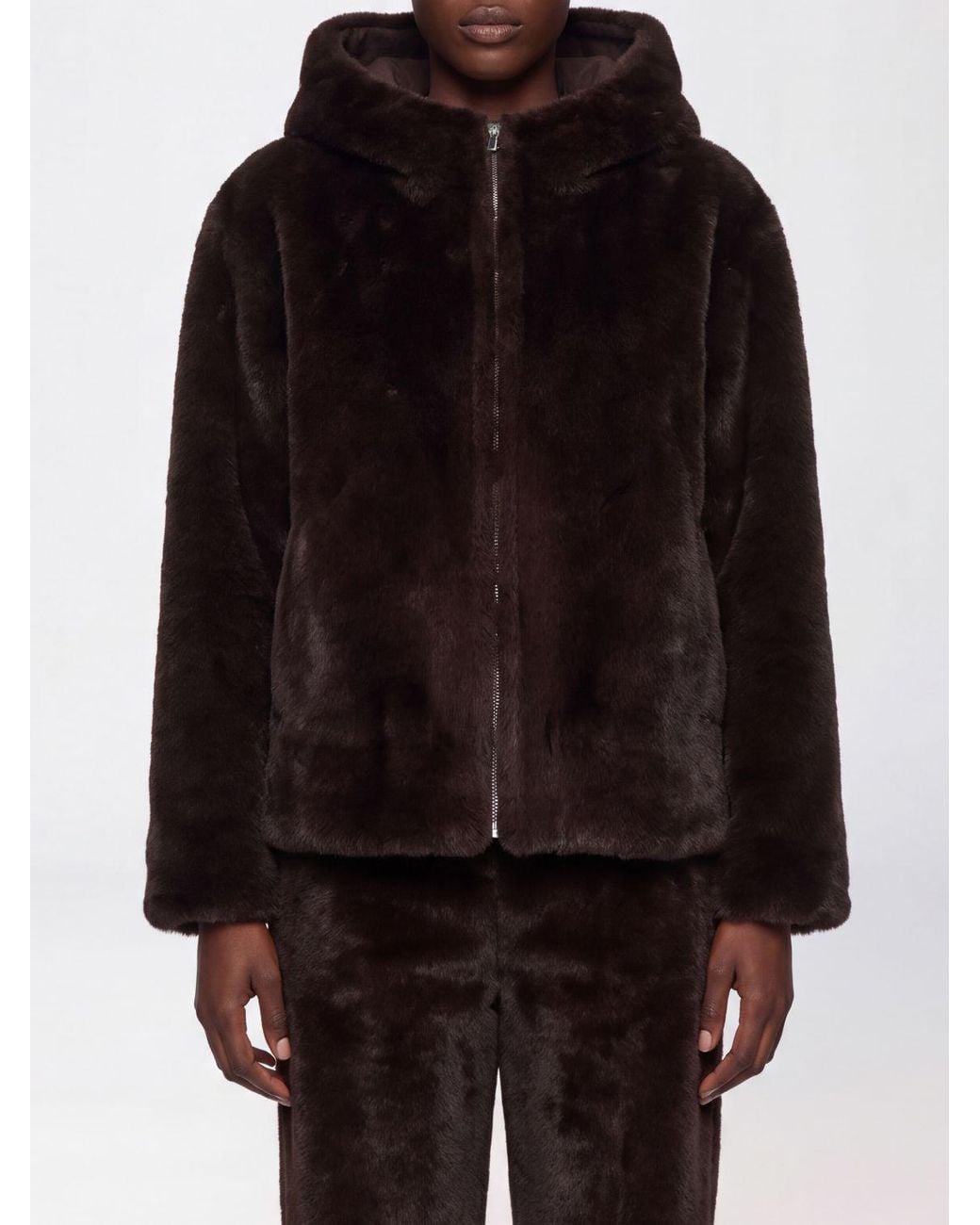 Ba&sh Black Organic Cotton Faux-Fur Jacket With Zip Closure