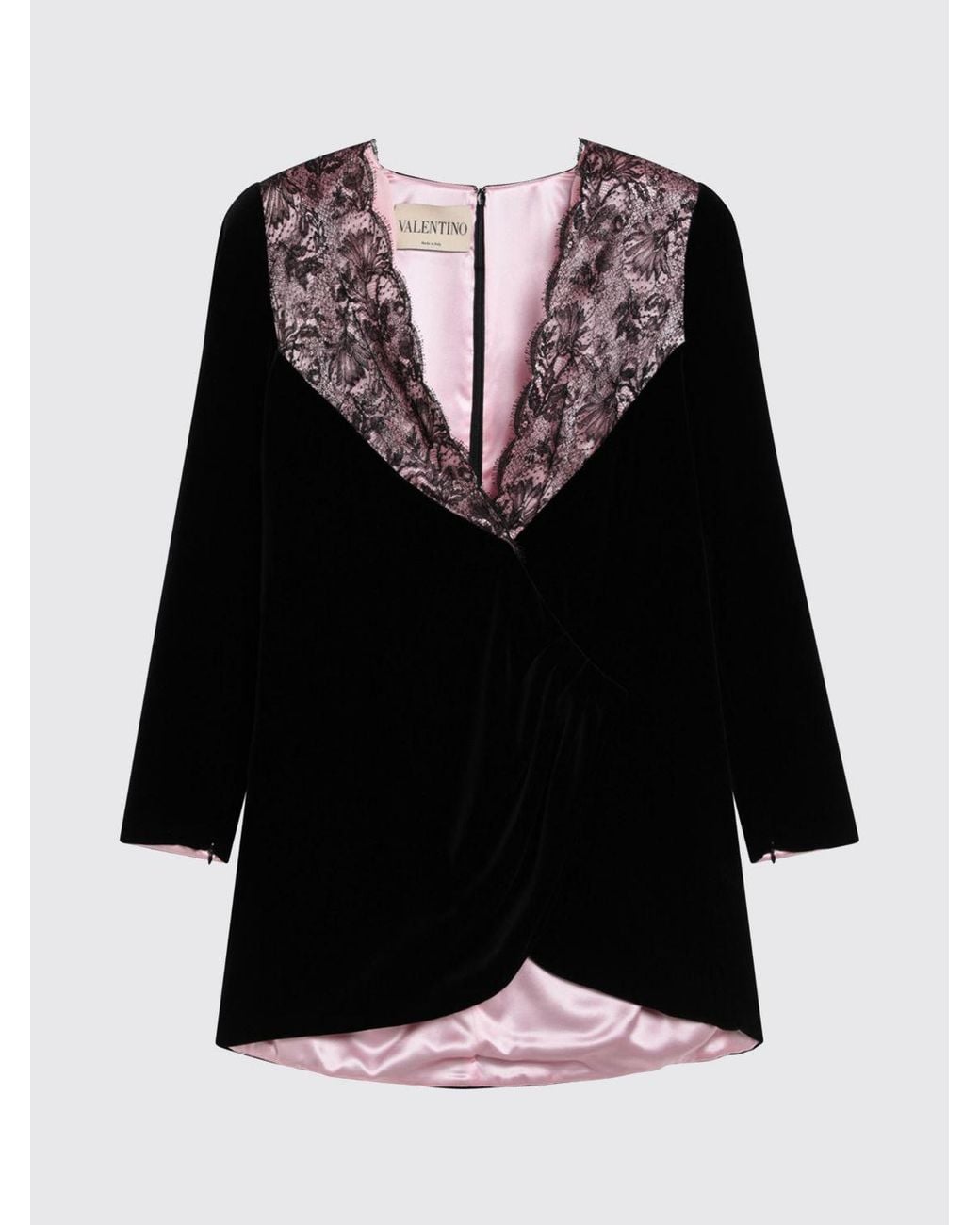 Valentino Garavani Black Crêpe Mini Blazer Dress With Lace Inserts And Shawl Collar