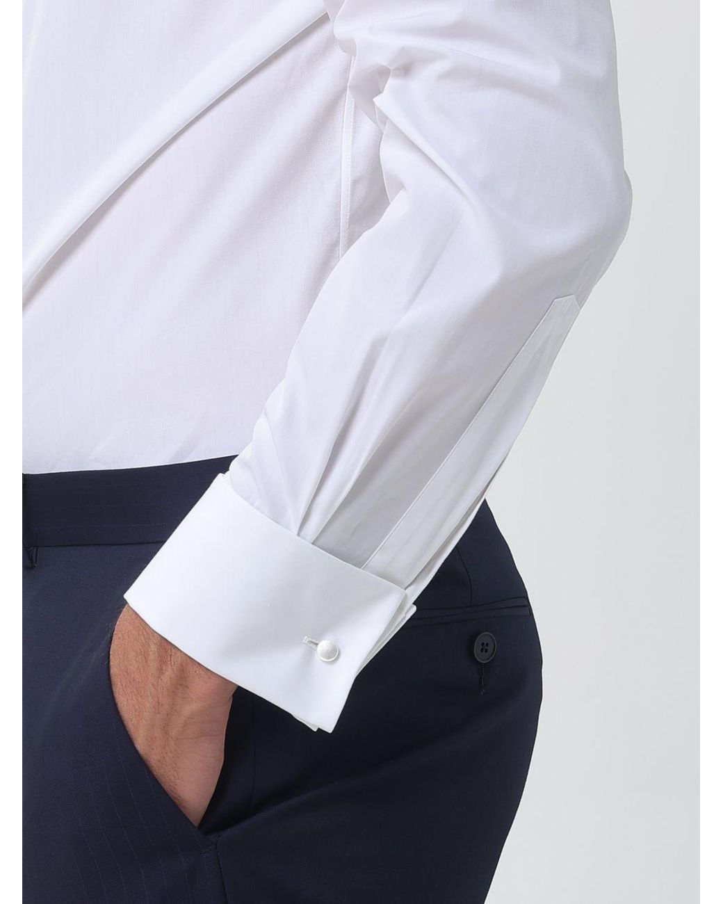 Zegna White Cotton And Silk Poplin Classic Shirt for men