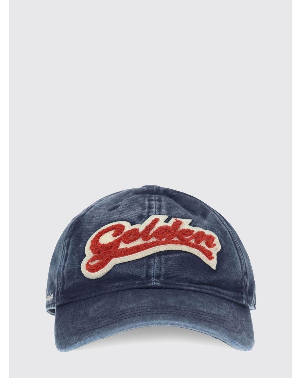 Golden Goose Deluxe Brand Blue Vintage Denim Baseball Cap With Embroidered Logo Patch