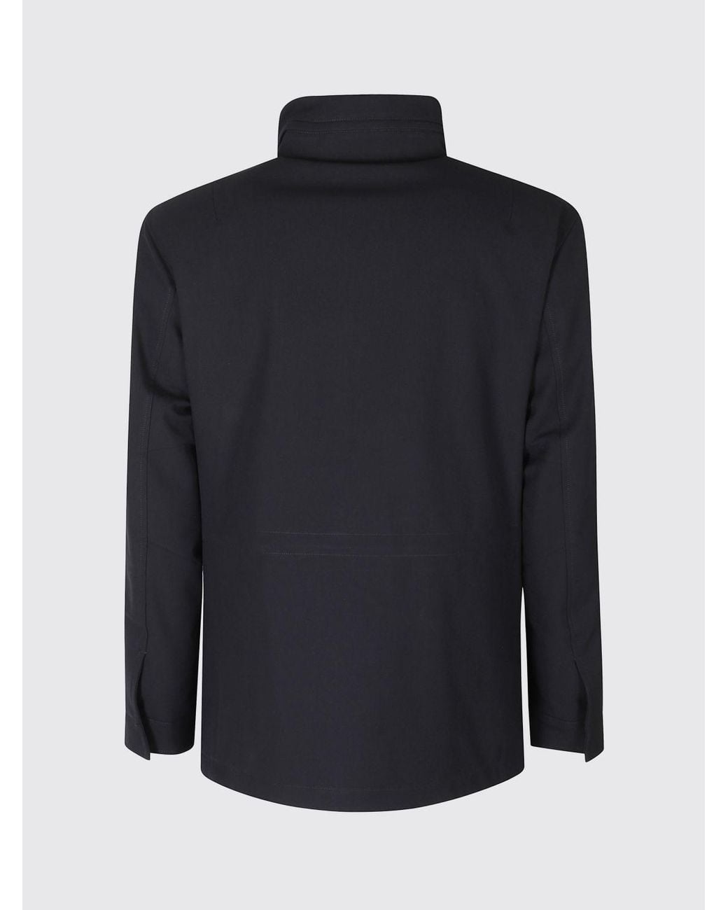 DUNO Black Polyester Utility Parka With High Neck And Flap Pockets for men