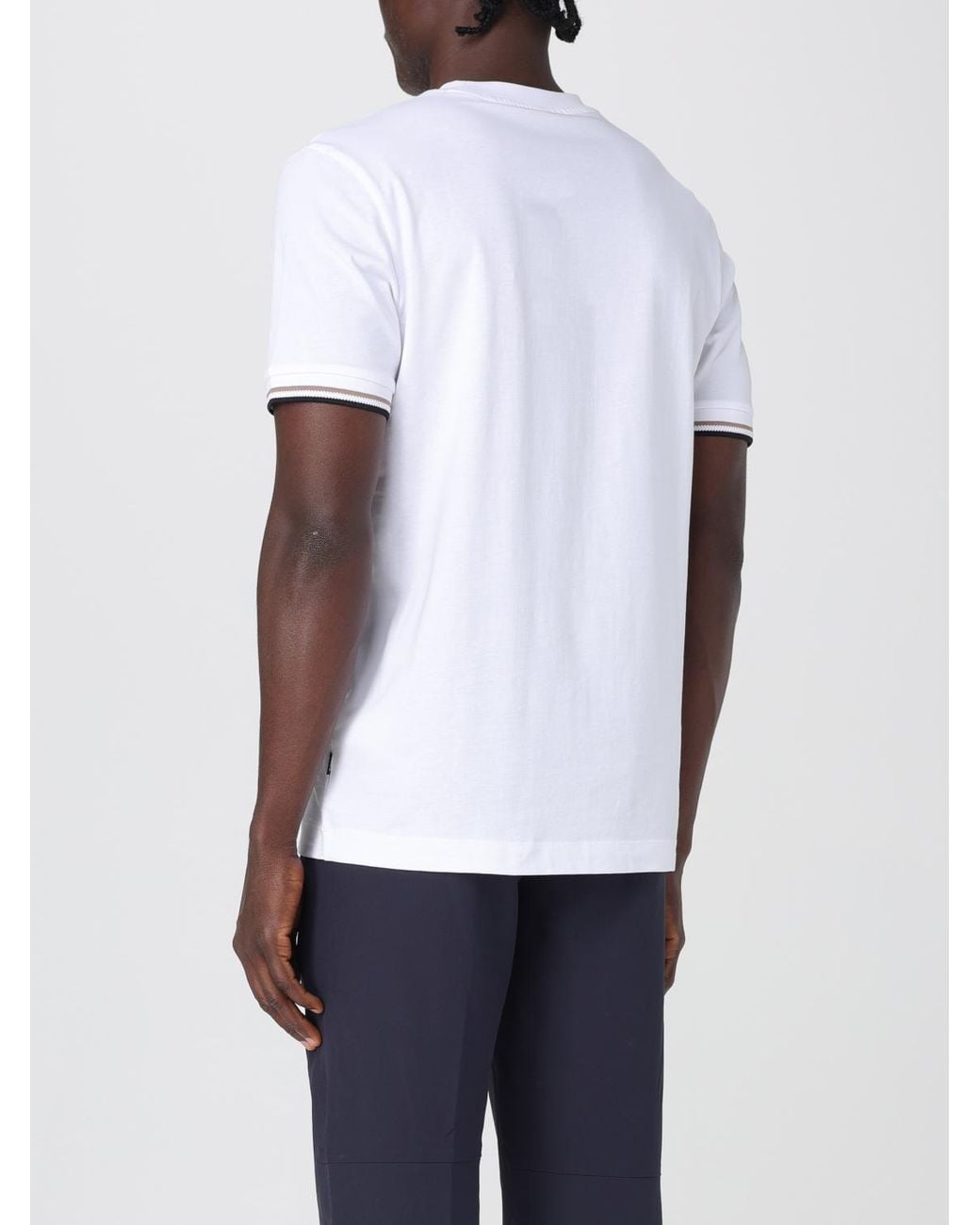 T-Shirt Basic A Girocollo di Boss in White da Uomo