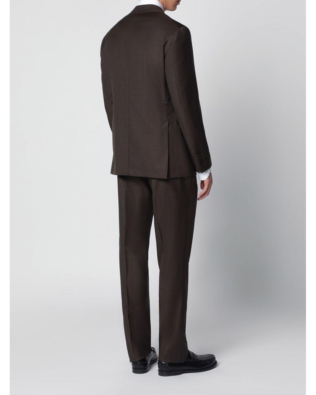 Luigi Bianchi Black Single-Breasted Wool Ceremonial Suit With Classic Lapel for men