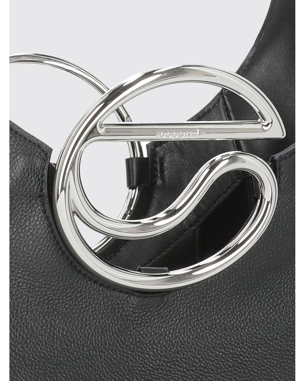 Coperni Gray Calf Leather Hobo Bag With Rigid Metal Handle