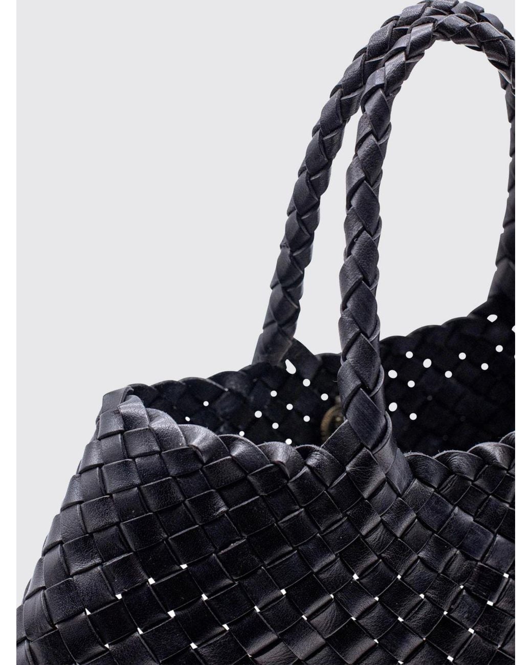 Dragon Diffusion Blue Santa Croce Flared Woven Leather Handbag With Braided Handles