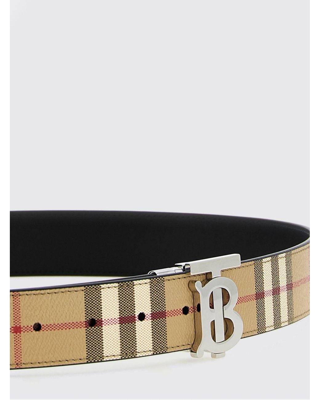 Cinturón Reversible De Lona Check Con Monograma Tb Burberry de hombre de color White