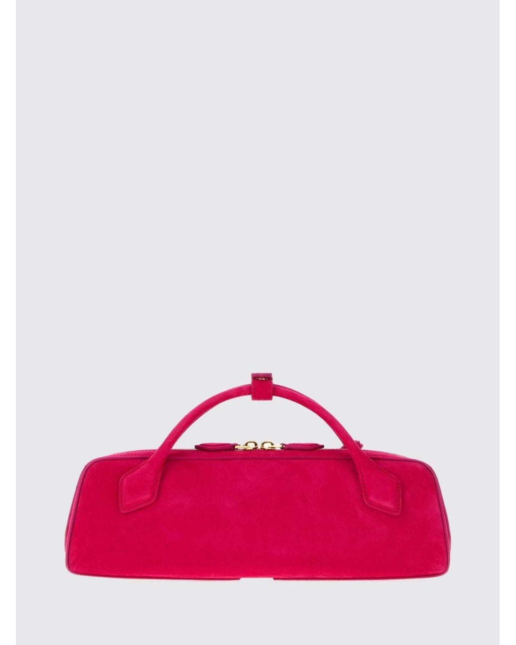 Alaïa Pink Le Teckel Suede Sheepskin Handbag With Logo Charm