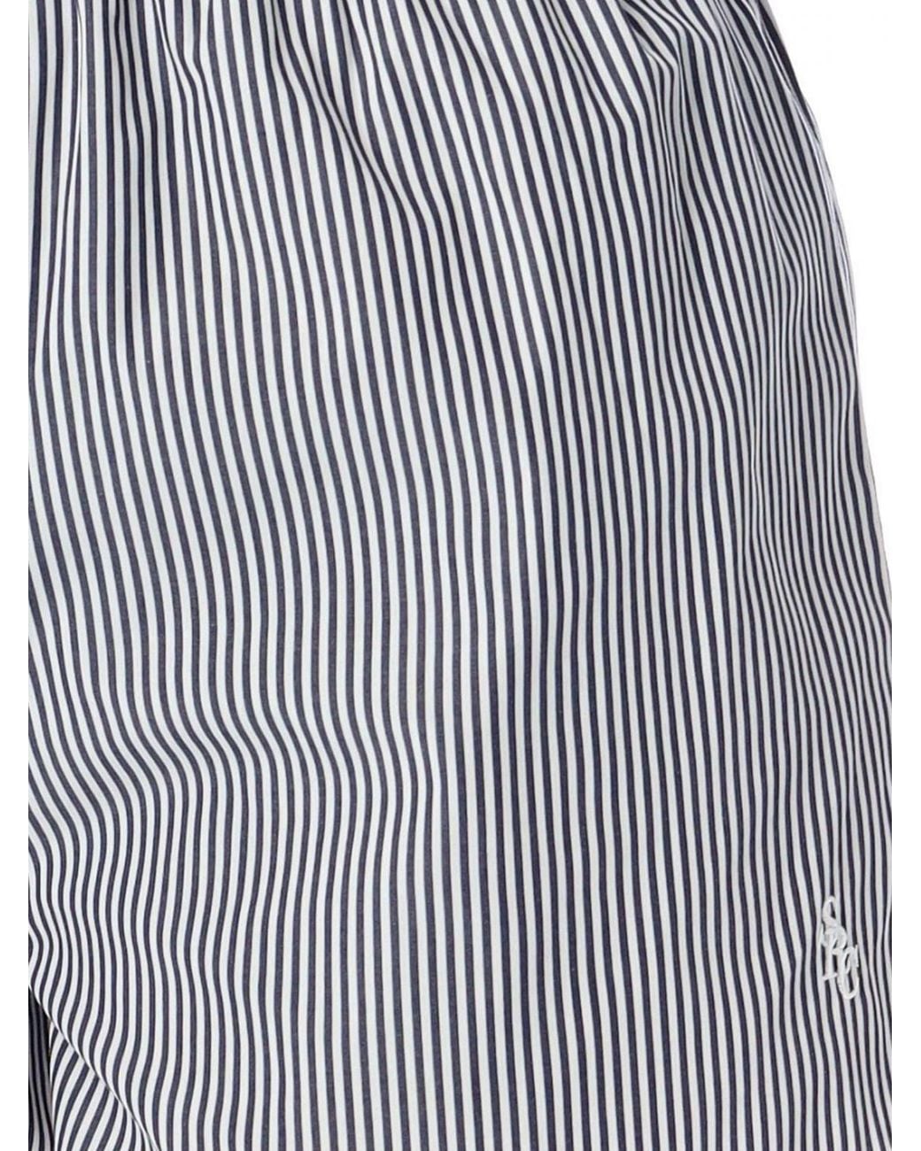Sporty & Rich Gray Sporty &Amp Rich Striped Cotton Boxer Shorts With Elasticated Waist