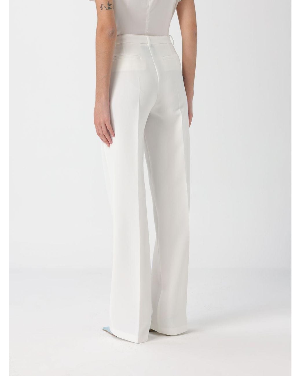 Pinko White Eucalipto Technical Canvas Trousers